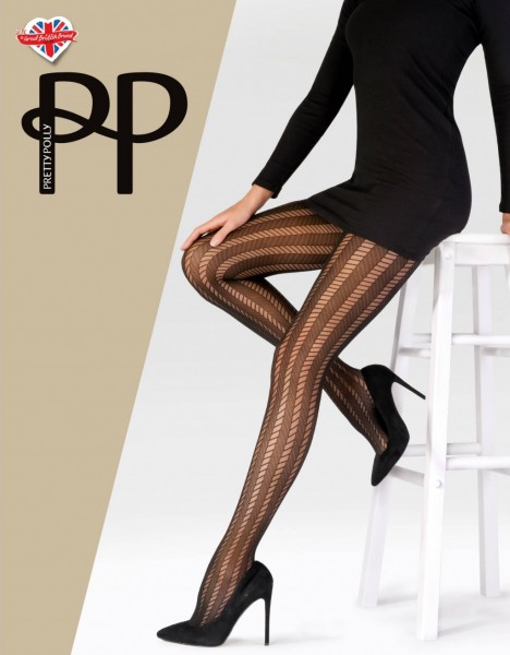 Pretty Polly - Elegante Feinstrumpfhose mit vertikalen Streifen und Zickzack-Design